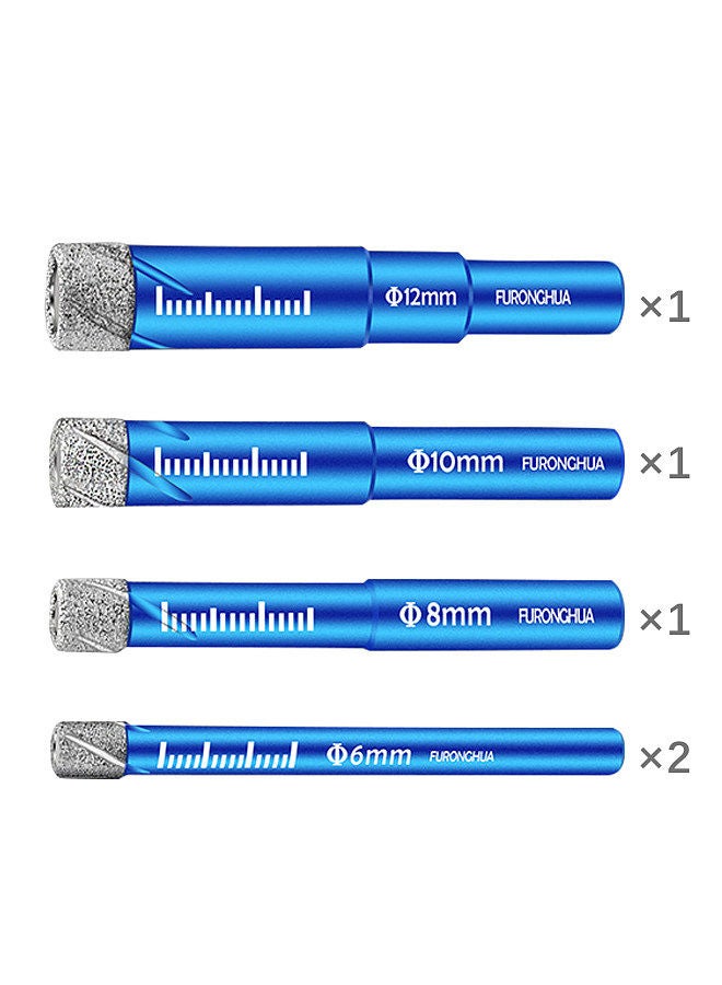 Dry Diamond Drill Bits Set 5PCS with 1/4 5/16 3/8 1/2 Inch for Granite Ceramic Marble Tile Stone Glass Diamond Coating  - Image 3