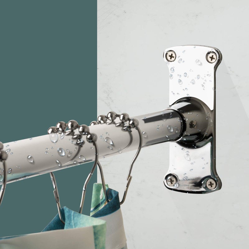 Artiwell L Shaped Shower Curtain Rod, Bathroom Bathtub Corner Shower Curtain Rod with Ceiling Support (CHROME PLATED) - Image 4
