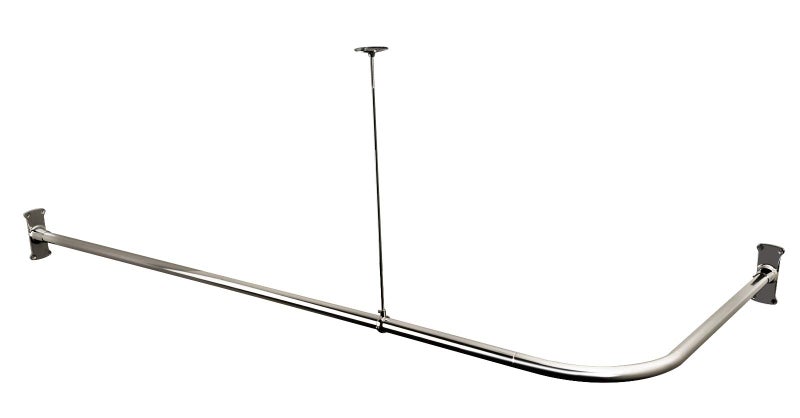 Artiwell L Shaped Shower Curtain Rod, Bathroom Bathtub Corner Shower Curtain Rod with Ceiling Support (CHROME PLATED) - Image 2