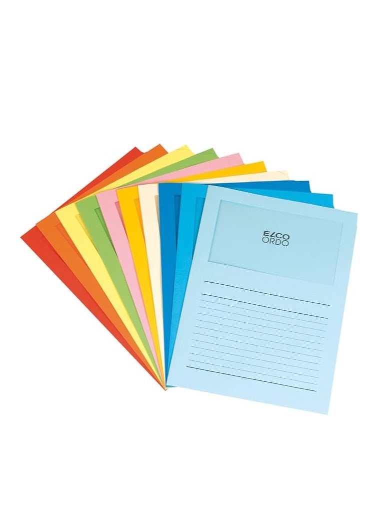 ELCO Ordo Classico 120gsm 10 Colours x 10 Paper Folders (220x310mm) with Printing and Window 180x100mm - Box 100 - Image 1