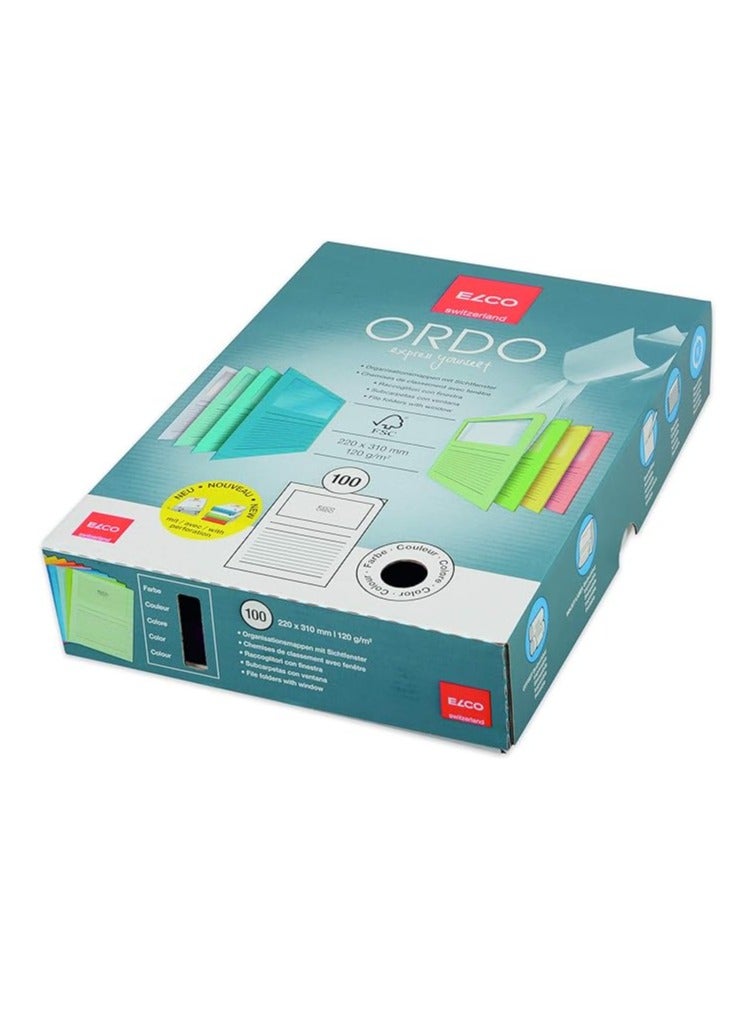 ELCO Ordo Classico 120gsm 10 Colours x 10 Paper Folders (220x310mm) with Printing and Window 180x100mm - Box 100 - Image 3