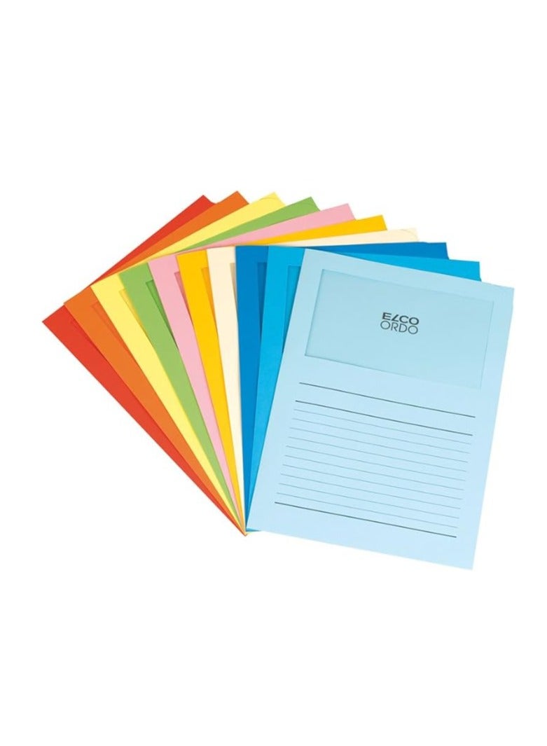 ELCO Ordo Classico 120gsm 10 Colours x 10 Paper Folders (220x310mm) with Printing and Window 180x100mm - Box 100 - Image 2