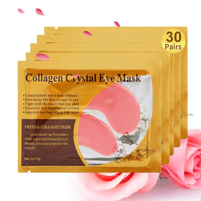 Under Eye Patches 30PCS Pink Eye Mask Eye Gel Pads With Collagen Treatment for Reducing Dark Circles Lighten Wrinkles AntiAging Moisturizing Fine Lines Eye Bags Puffiness Women Men