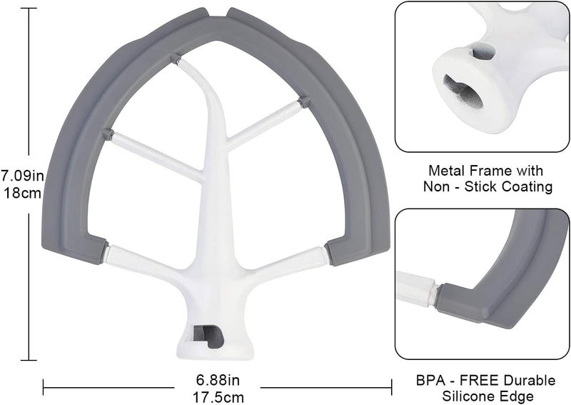 Roabertic Flex Edge Beater for KitchenAid Bowl-Lift Stand Mixer - 6 Quart Flat Beater Paddle with Flexible Silicone Edges - Image 4
