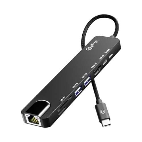 pTron Nexo 8-in-1 Type C to HDMI USB Hub w/ 4K@30Hz HDMI, 100Mbps Ethernet, 100W PD Charging, USB 3.0, USB 2.0, USB-C 2.0 Data, microSD/SD Card Slots for All Type C Devices, MacBook, Laptop, PC(Black) - Image 1