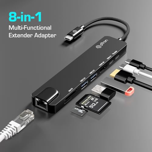 pTron Nexo 8-in-1 Type C to HDMI USB Hub w/ 4K@30Hz HDMI, 100Mbps Ethernet, 100W PD Charging, USB 3.0, USB 2.0, USB-C 2.0 Data, microSD/SD Card Slots for All Type C Devices, MacBook, Laptop, PC(Black) - Image 2