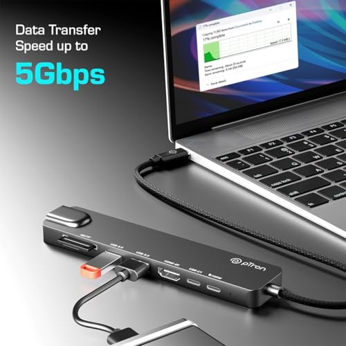 pTron Nexo 8-in-1 Type C to HDMI USB Hub w/ 4K@30Hz HDMI, 100Mbps Ethernet, 100W PD Charging, USB 3.0, USB 2.0, USB-C 2.0 Data, microSD/SD Card Slots for All Type C Devices, MacBook, Laptop, PC(Black) - Image 4