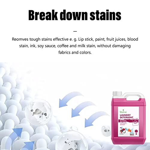Shatras Pink Lily Liquid Detergent 5 Liter, Laundry Liquid for Fabric Care, Suitable for Top-Load and Front Load Machine and Hand Wash, Concentrated Laundry Detergent - Image 4