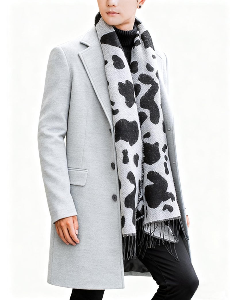 Springrain Men's Wool Blend Pea Coat Notched Collar Single Breasted Overcoat Warm Winter Trench Coat(Light Gray-XS) - Image 2