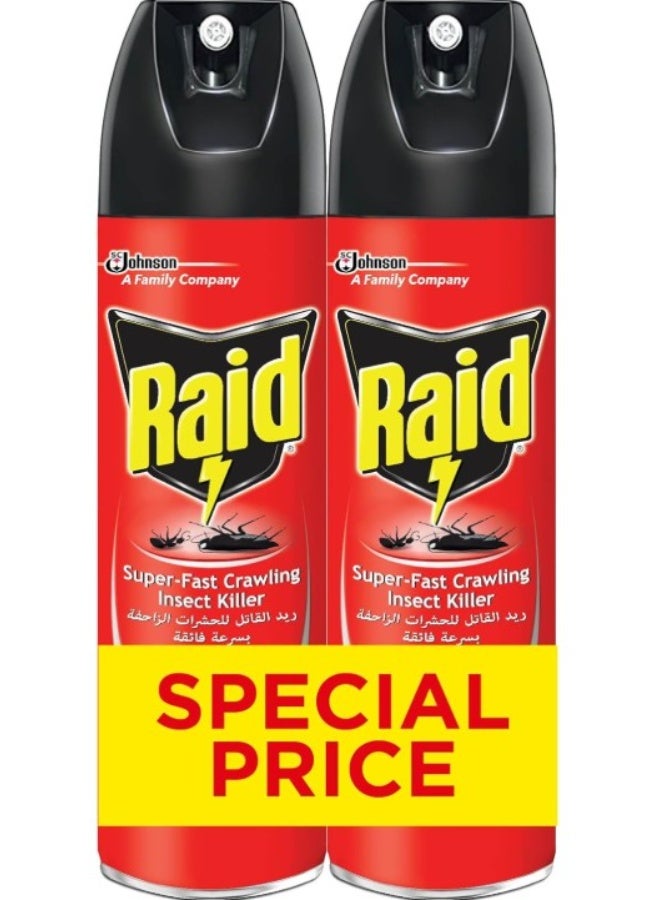 Raid Crawling Insect Killer Fast Kill Spray, Kills Cockroaches, Ants, Crickets & More – Long-Lasting Bug Killer for Indoor Use, 300 ml, Pack of 2 - Image 1