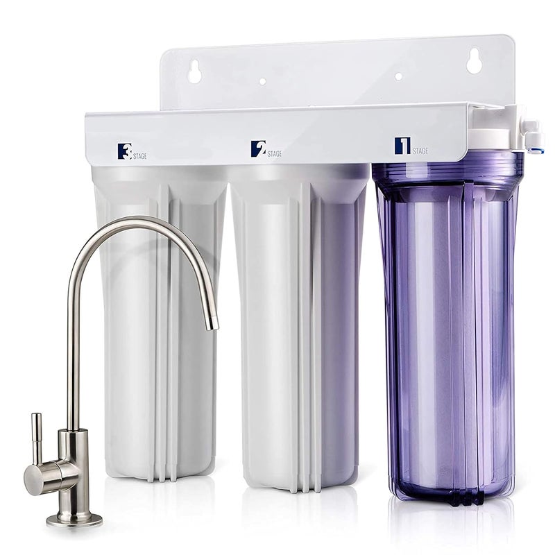 Ocean Drop 3Stage Under Sink Water Filtration System for Drinking Tankless High Capacity With Sediment GAC CTO Faucet All Required Fitting AccessoriesThis Filter Dose Not Lower TDS Value - Image 1