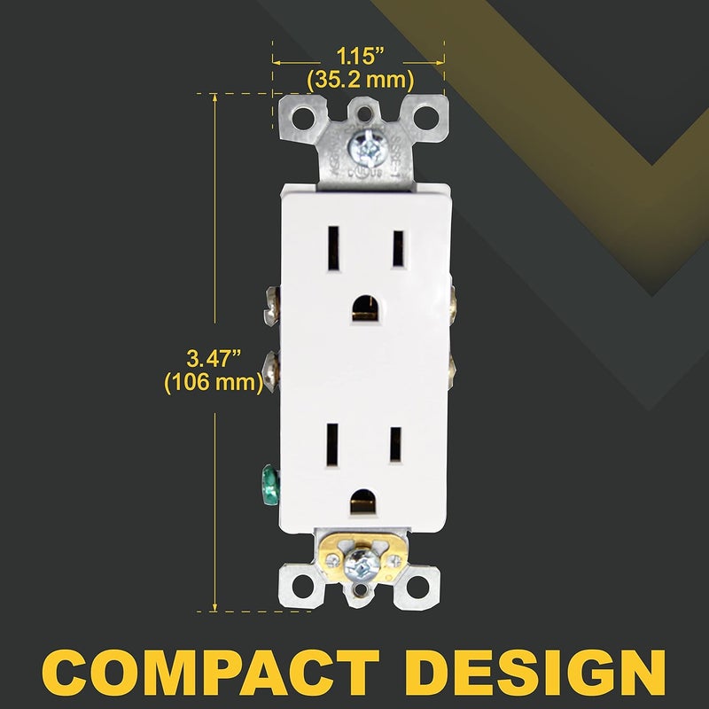 Faith 10Pack NonTamperResistant Outlet 15A 125V Decorator Receptacles ULListed White - Image 4