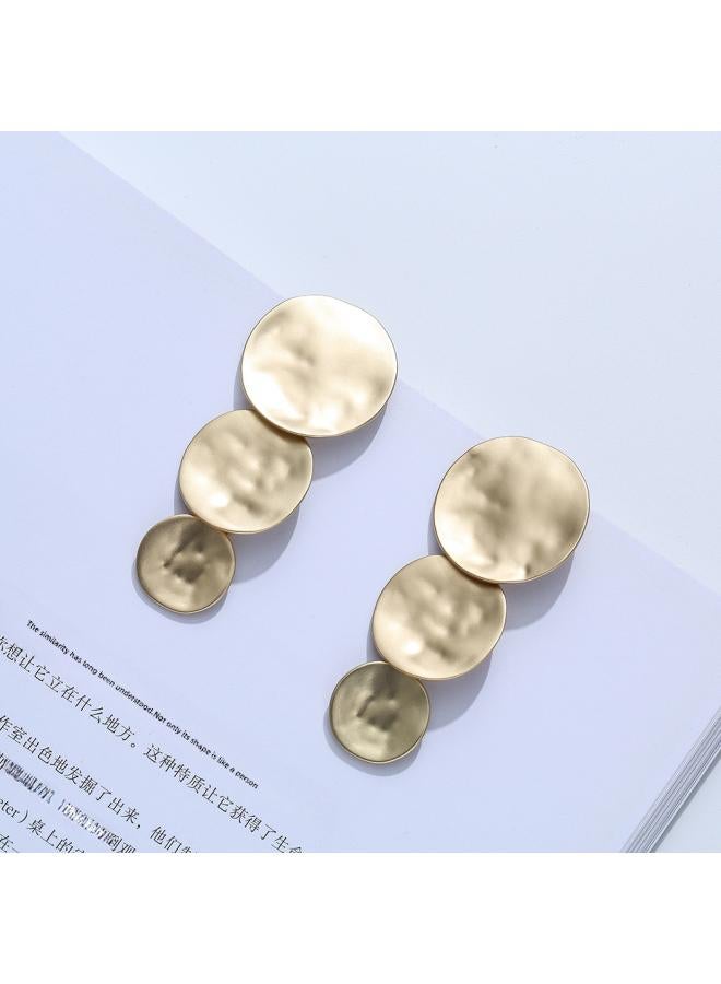 Europe And The United States Three-layer With Pendant Exquisite Earrings Fashion Atmosphere Joker Ladies Short Earrings