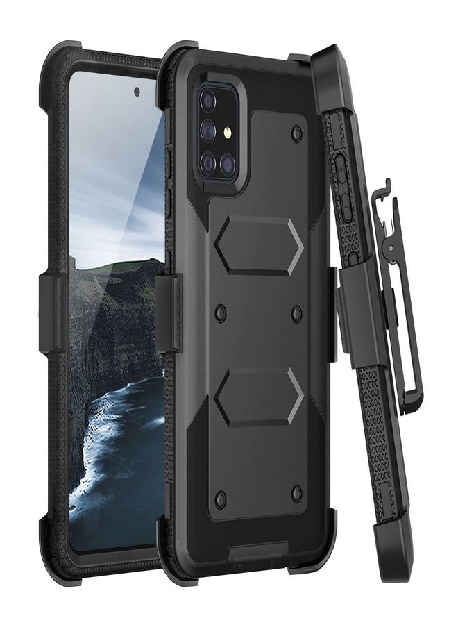 TJ's TJS Phone Case Compatible with Samsung Galaxy A71 5G (Not Fit Galaxy A71 4G (SM-A715F/DS)/Verizon A71 5G UW), Belt Clip Holster Hybrid Kickstand Heavy Duty Cover (Black) - Image 1