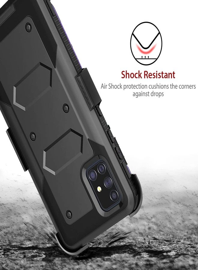 TJ's TJS Phone Case Compatible with Samsung Galaxy A71 5G (Not Fit Galaxy A71 4G (SM-A715F/DS)/Verizon A71 5G UW), Belt Clip Holster Hybrid Kickstand Heavy Duty Cover (Black) - Image 3