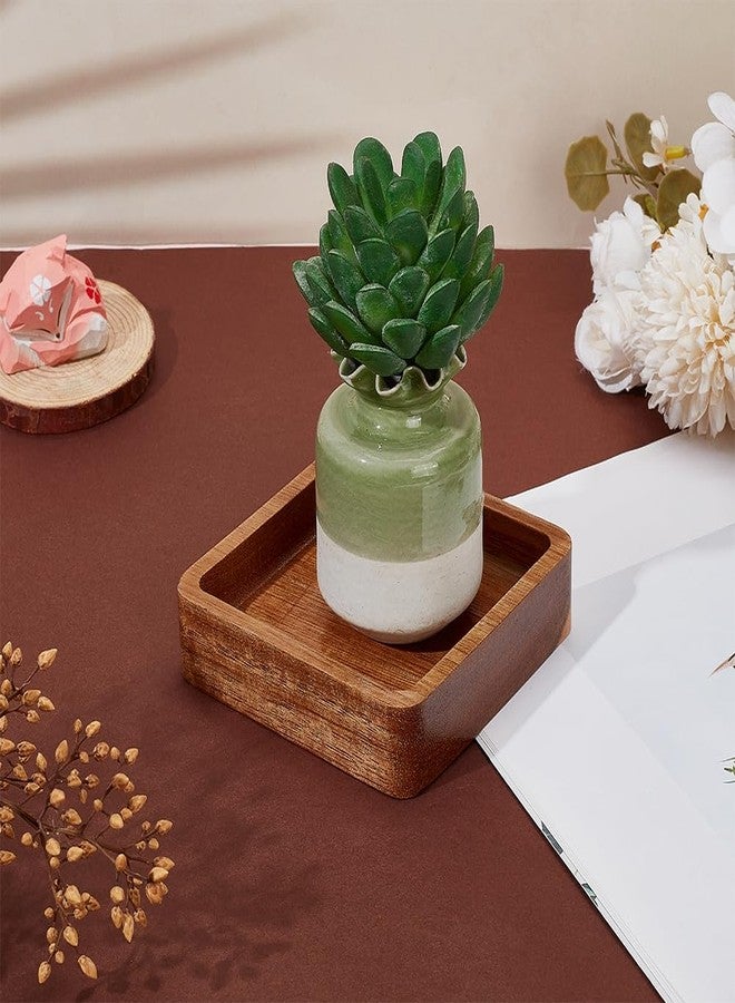 MAYJOYDIY 4 x 4Inch Square Wooden Serving Platter Acacia Wood Serving Tray Decorative Small Charcuterie Board for Cookie Dessert Party Food Wood Kitchen Platter Tray Cheese Board - Image 4