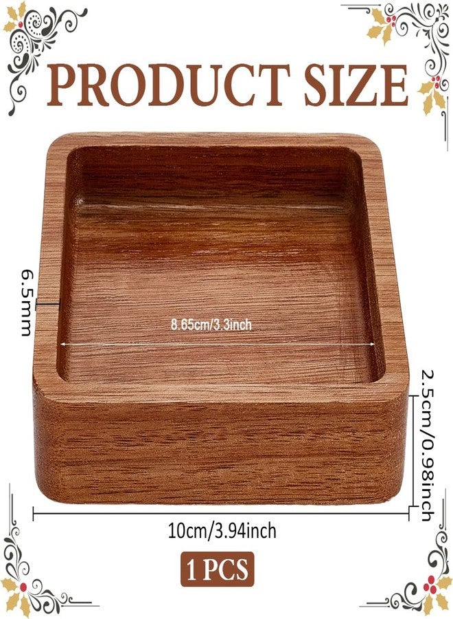 MAYJOYDIY 4 x 4Inch Square Wooden Serving Platter Acacia Wood Serving Tray Decorative Small Charcuterie Board for Cookie Dessert Party Food Wood Kitchen Platter Tray Cheese Board - Image 2