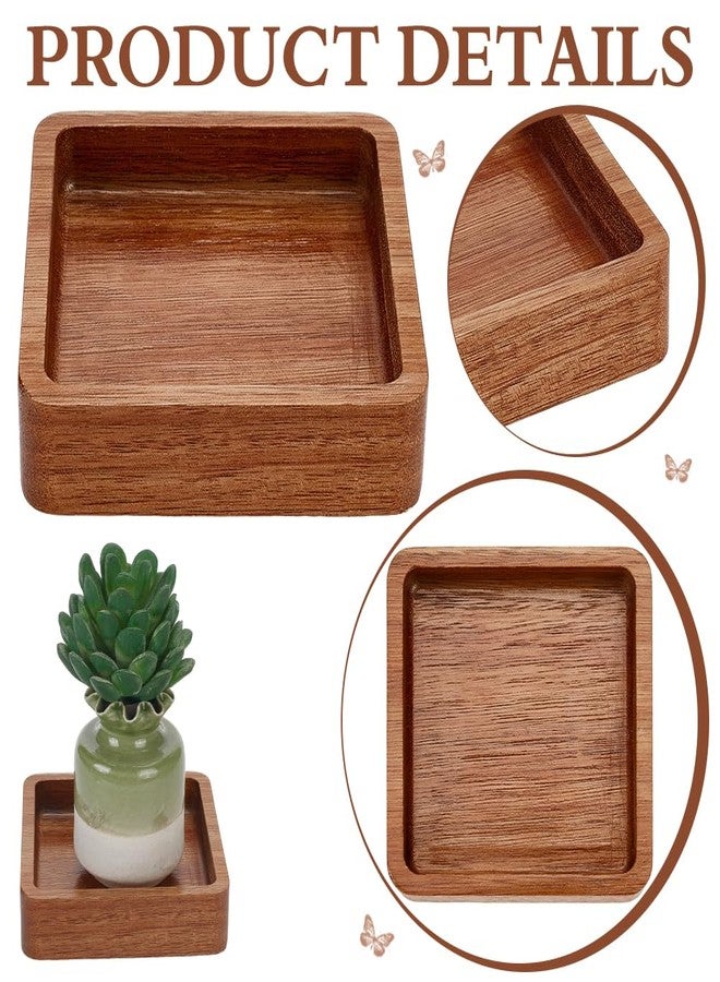 MAYJOYDIY 4 x 4Inch Square Wooden Serving Platter Acacia Wood Serving Tray Decorative Small Charcuterie Board for Cookie Dessert Party Food Wood Kitchen Platter Tray Cheese Board - Image 5