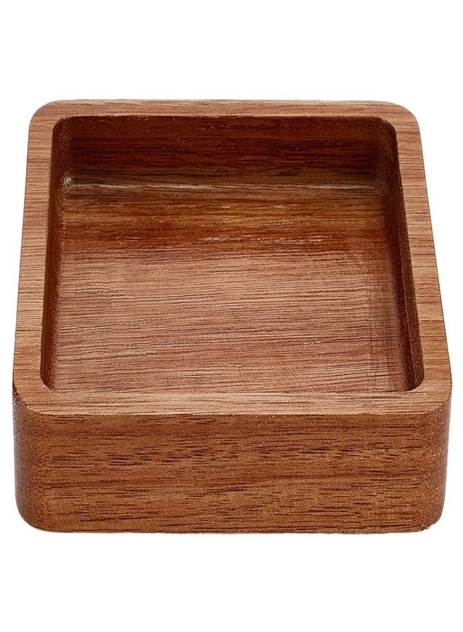 MAYJOYDIY 4 x 4Inch Square Wooden Serving Platter Acacia Wood Serving Tray Decorative Small Charcuterie Board for Cookie Dessert Party Food Wood Kitchen Platter Tray Cheese Board - Image 1