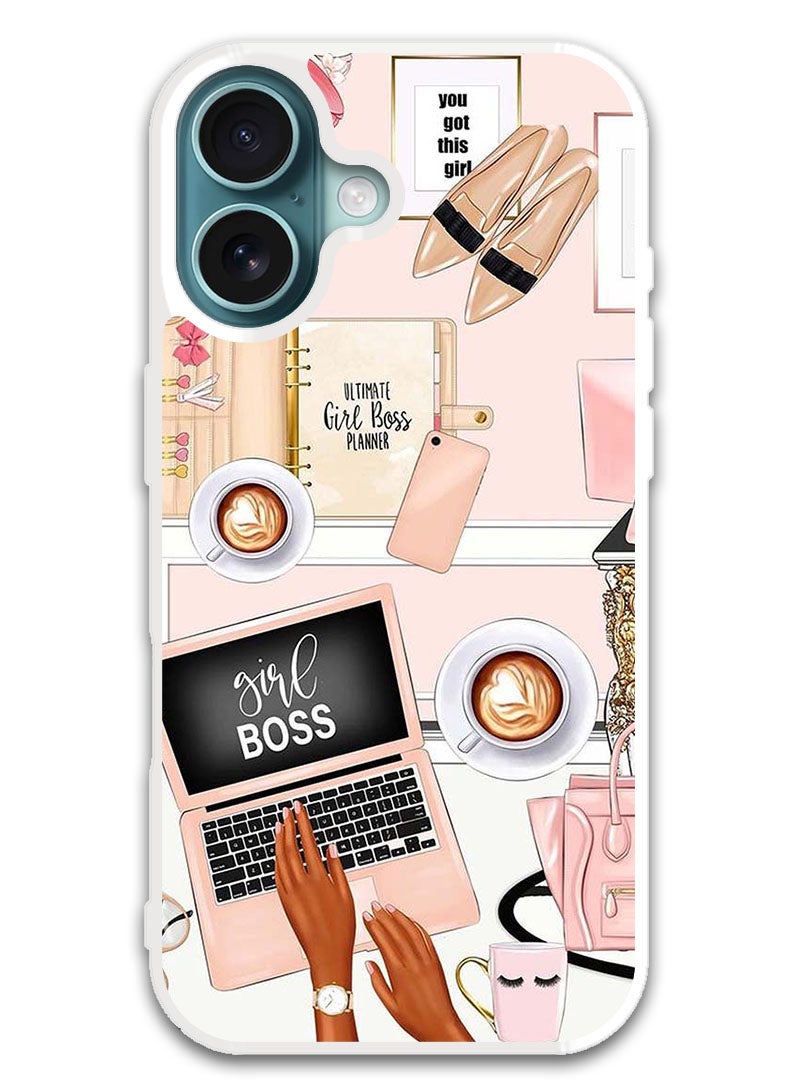 Theodor Protective Case Cover For APPLE IPHONE 16 Girl Boss Item  (White Bumper) - Image 1
