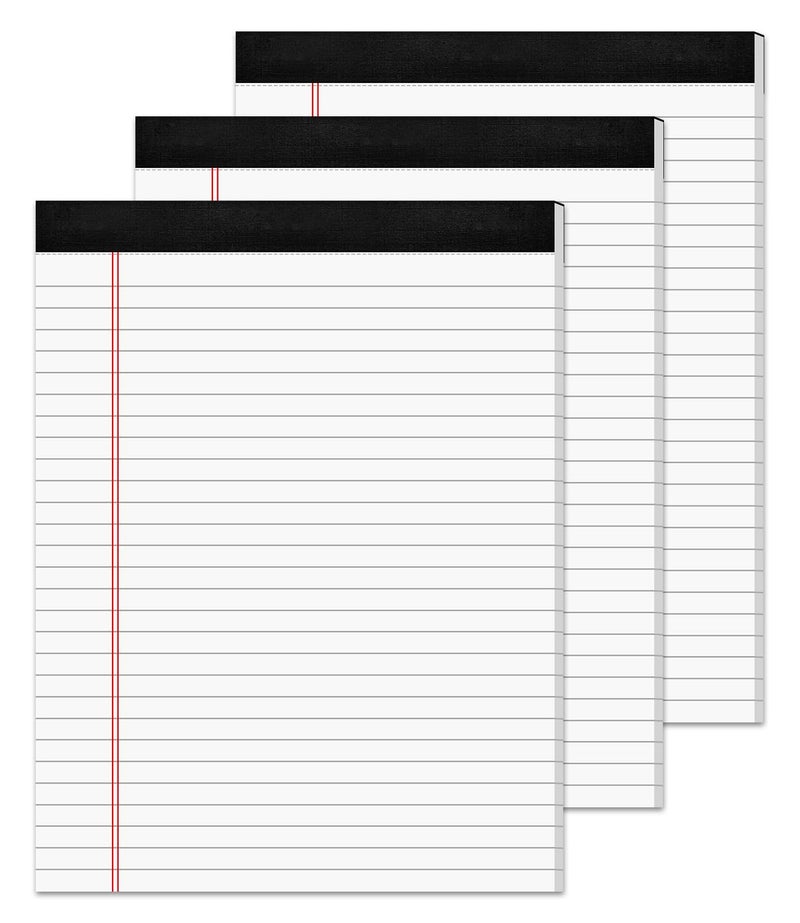 Aidunmis 3 Pack Legal Pads 8.5 x 11 White Notepads Paper Tablets- Note Pads 8.5 x 11 Wide Ruled Pads of Paper, Writing Pads 8.5 x 11, Lined Paper Pads 8.5 x 11, Legal Notepads 8.5 x 11 In with 30 Sheets/Pad - Image 1