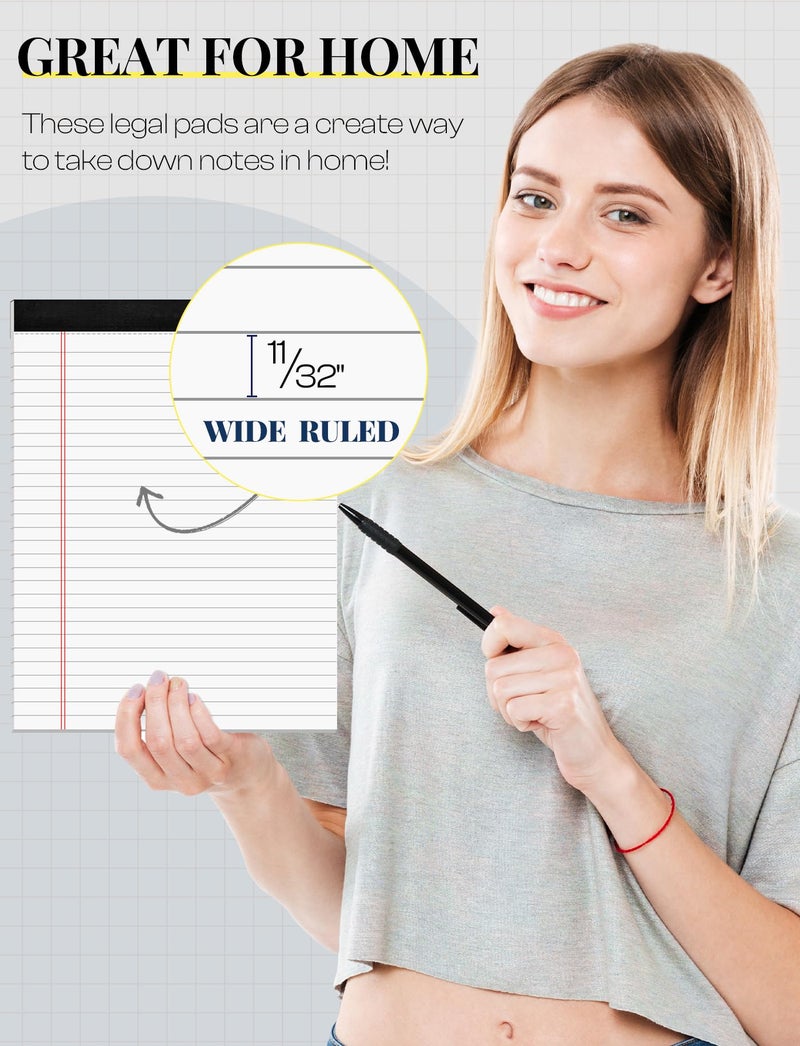 Aidunmis 3 Pack Legal Pads 8.5 x 11 White Notepads Paper Tablets- Note Pads 8.5 x 11 Wide Ruled Pads of Paper, Writing Pads 8.5 x 11, Lined Paper Pads 8.5 x 11, Legal Notepads 8.5 x 11 In with 30 Sheets/Pad - Image 3