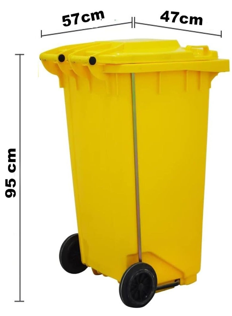 High Density Polyethylene Garbage Bin 120 Litre with wheel and pedal - Heavy Duty Kitchen Dust Bin Outdoor Recycle Trash Can Large Industrial Waste bin Trash bin Yellow - Image 2