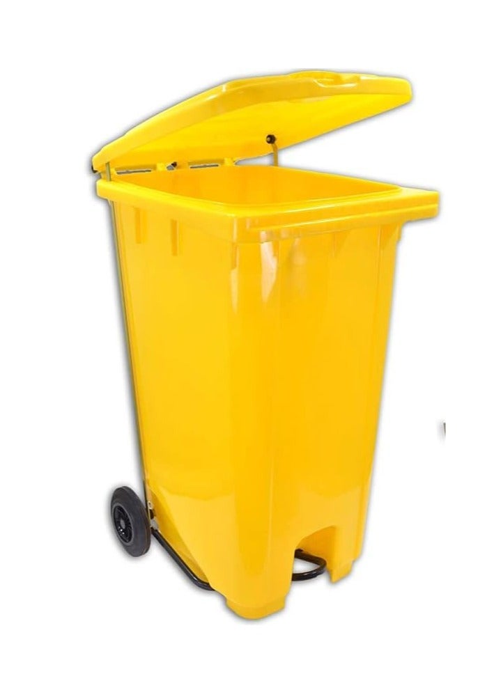 High Density Polyethylene Garbage Bin 120 Litre with wheel and pedal - Heavy Duty Kitchen Dust Bin Outdoor Recycle Trash Can Large Industrial Waste bin Trash bin Yellow - Image 3