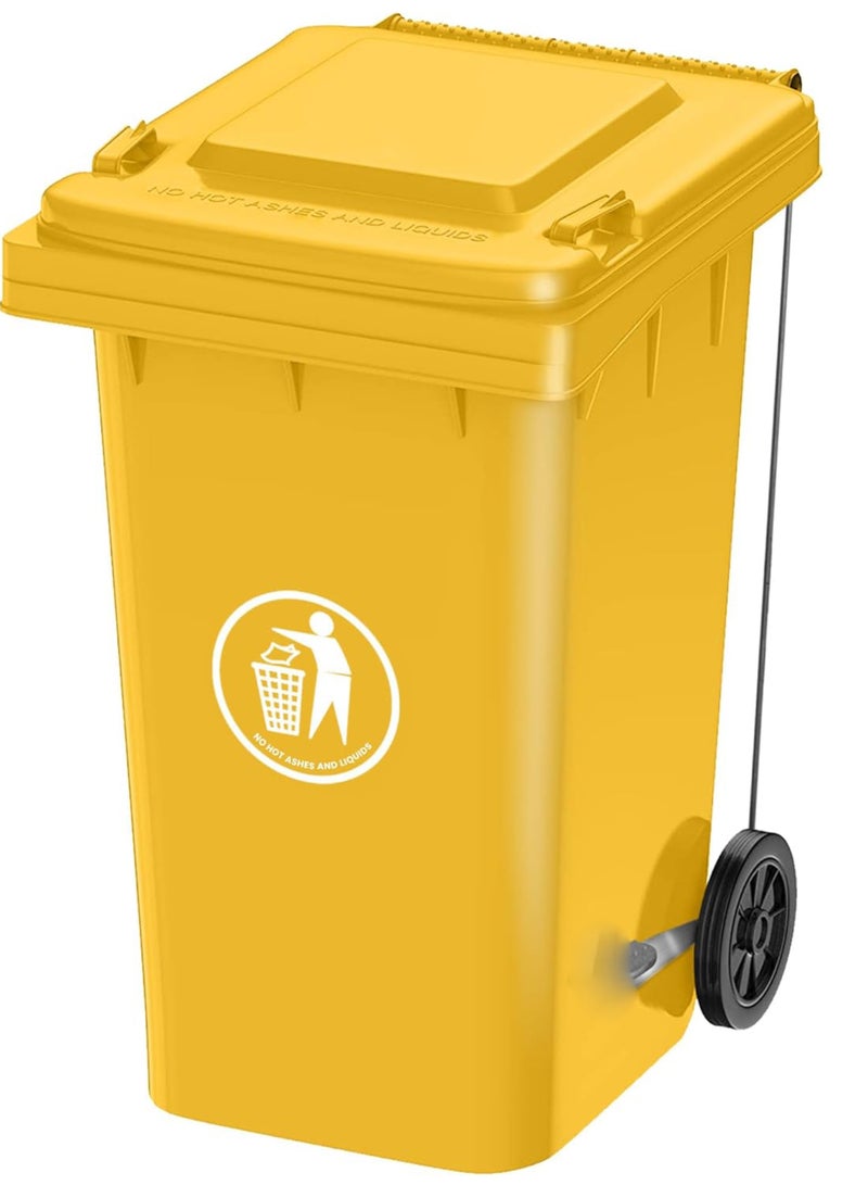 High Density Polyethylene Garbage Bin 120 Litre with wheel and pedal - Heavy Duty Kitchen Dust Bin Outdoor Recycle Trash Can Large Industrial Waste bin Trash bin Yellow - Image 4
