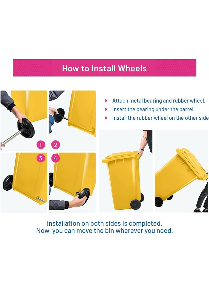 High Density Polyethylene Garbage Bin 120 Litre with wheel and pedal - Heavy Duty Kitchen Dust Bin Outdoor Recycle Trash Can Large Industrial Waste bin Trash bin Yellow - Image 5