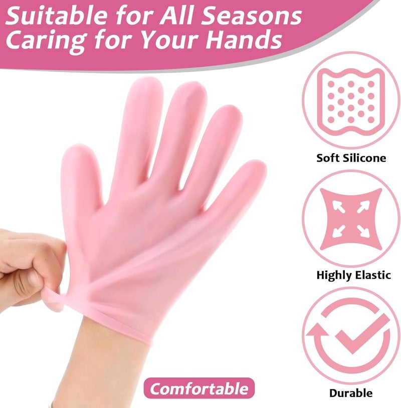 Snivy Snivy Moisturizing Gloves for Women Men Silicone Spa Gel Hands Soft Exfoliating Hydrating Gloves for Cracked Hands Cuticles Rough Skin Dead Skin Repairing Dry Cracked Hands  - Image 3