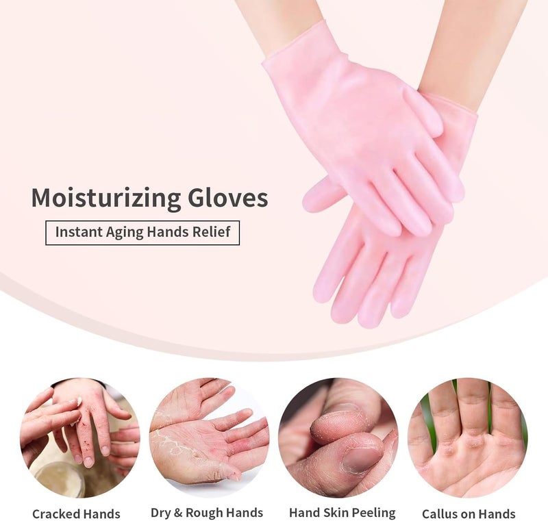 Snivy Snivy Moisturizing Gloves for Women Men Silicone Spa Gel Hands Soft Exfoliating Hydrating Gloves for Cracked Hands Cuticles Rough Skin Dead Skin Repairing Dry Cracked Hands  - Image 5