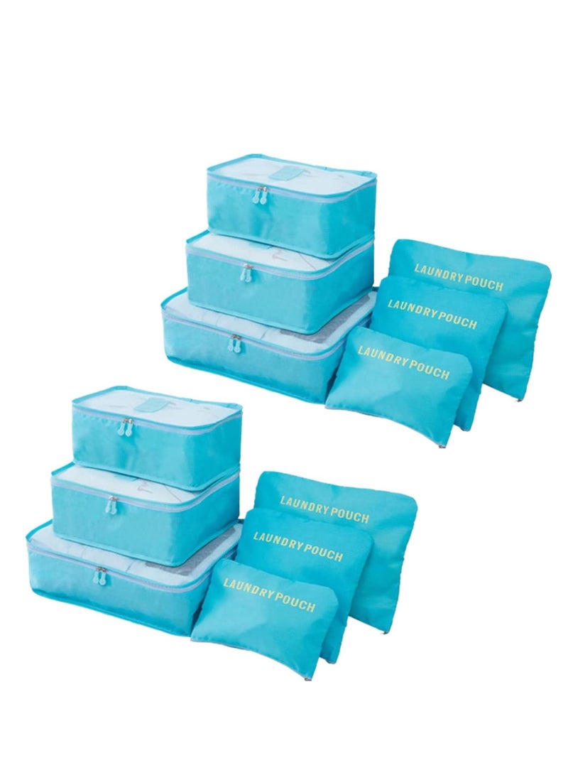 DUNISO 6 Pcs/2 Set total of 12 PCS Travel Storage Bag Set Multi-functional Clothing Sorting Packages Travel Packing Organizor Luggage Organizer Pouch (light blue 12PCS) - Image 1