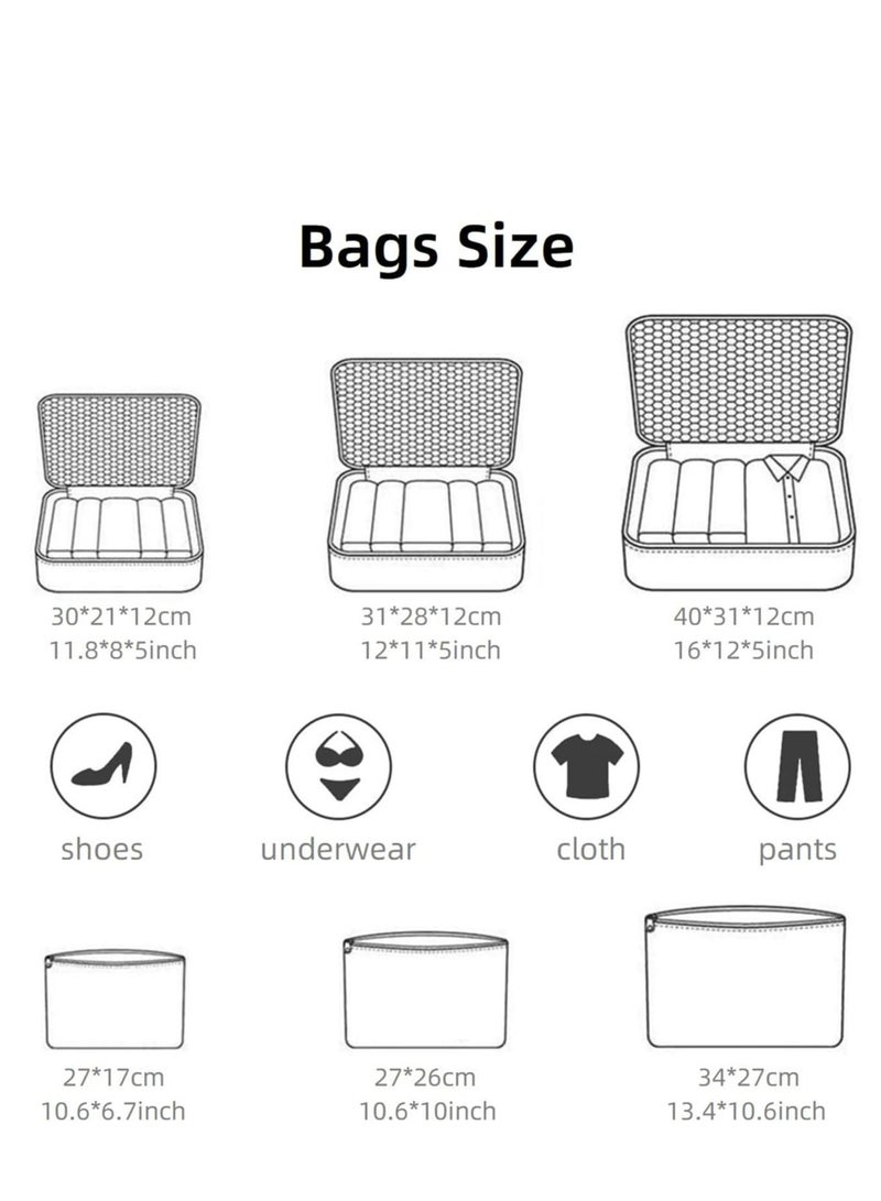 DUNISO 6 Pcs/2 Set total of 12 PCS Travel Storage Bag Set Multi-functional Clothing Sorting Packages Travel Packing Organizor Luggage Organizer Pouch (light blue 12PCS) - Image 2
