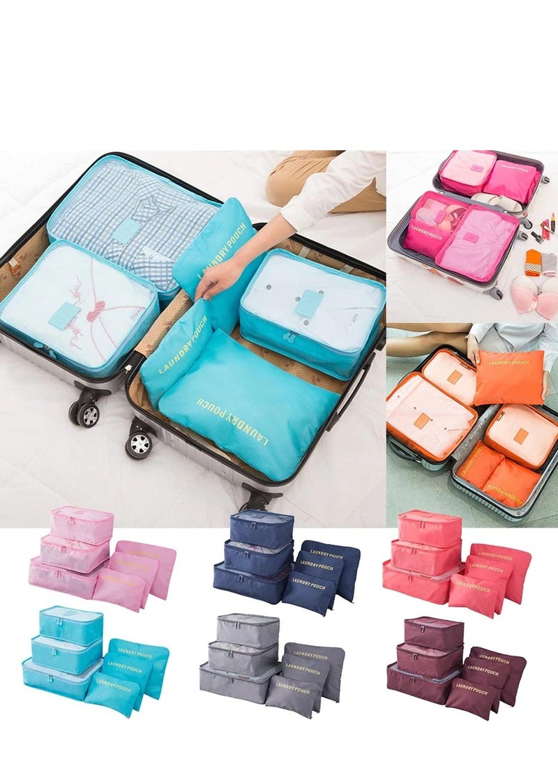 DUNISO 6 Pcs/2 Set total of 12 PCS Travel Storage Bag Set Multi-functional Clothing Sorting Packages Travel Packing Organizor Luggage Organizer Pouch (light blue 12PCS) - Image 5