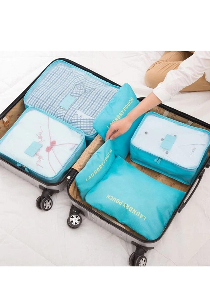 DUNISO 6 Pcs/2 Set total of 12 PCS Travel Storage Bag Set Multi-functional Clothing Sorting Packages Travel Packing Organizor Luggage Organizer Pouch (light blue 12PCS) - Image 3