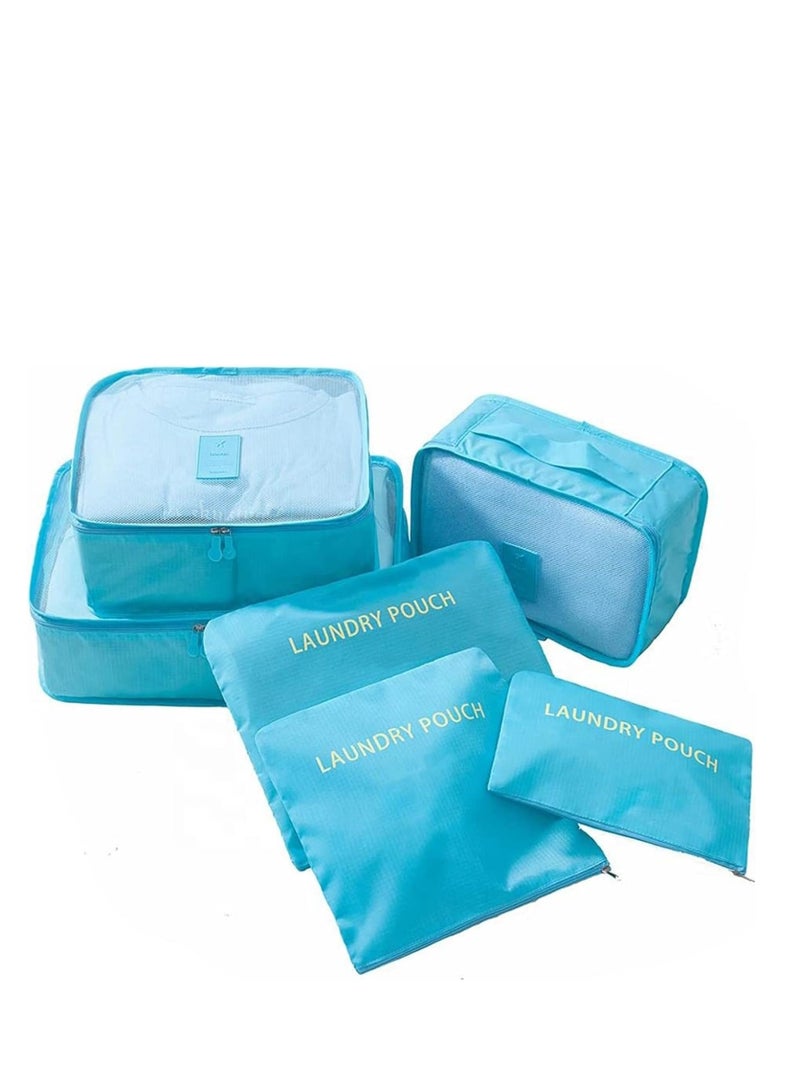 DUNISO 6 Pcs/2 Set total of 12 PCS Travel Storage Bag Set Multi-functional Clothing Sorting Packages Travel Packing Organizor Luggage Organizer Pouch (light blue 12PCS) - Image 4