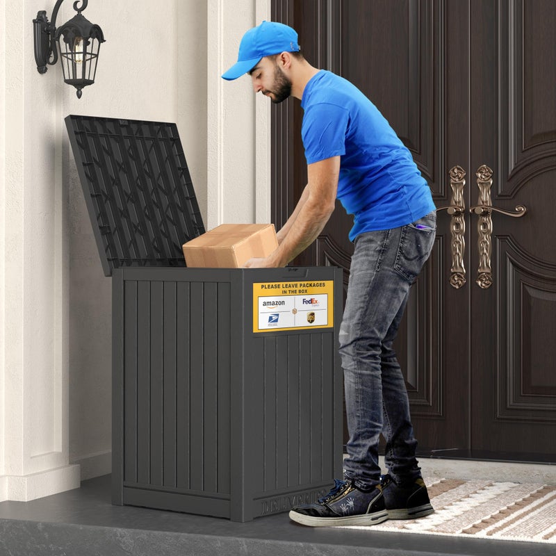 LHBGO Package Delivery Box for Outside, with Delivery Sign 48 Gallon Storage with Lockable Secure, Large Resin Outdoor Package Drop Container - Image 4