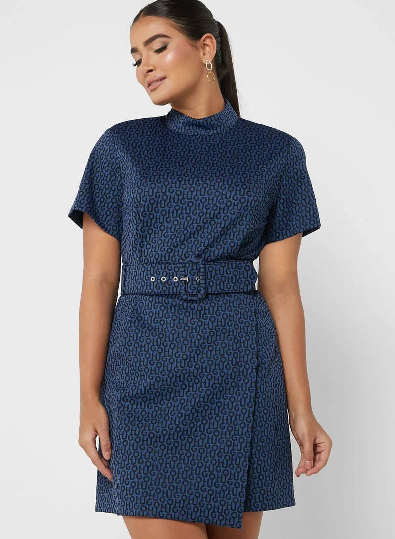 HUGO High Neck Belted Dress