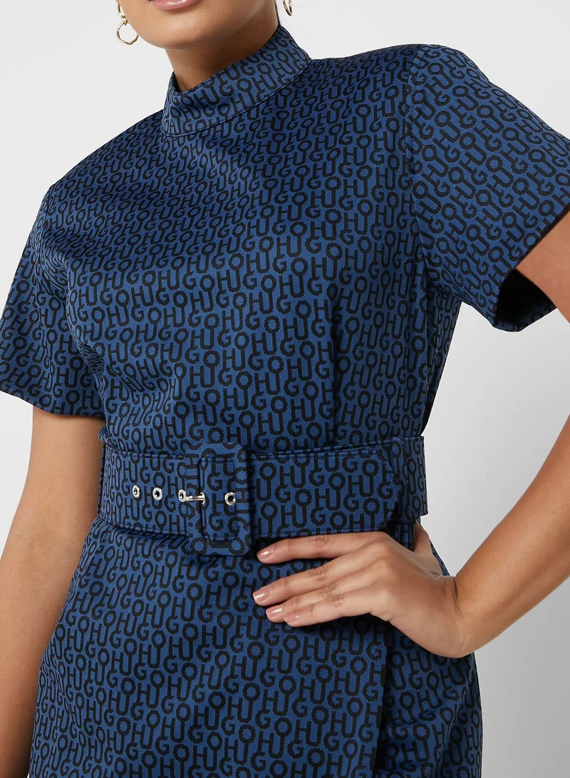 HUGO High Neck Belted Dress