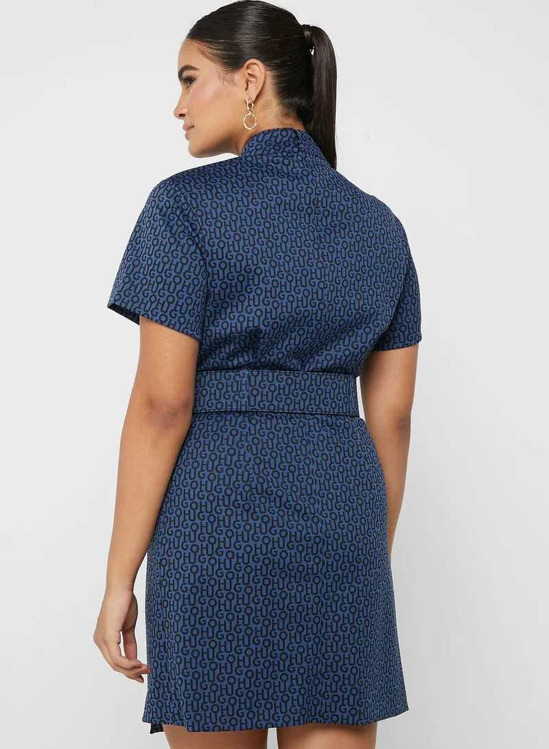 HUGO High Neck Belted Dress