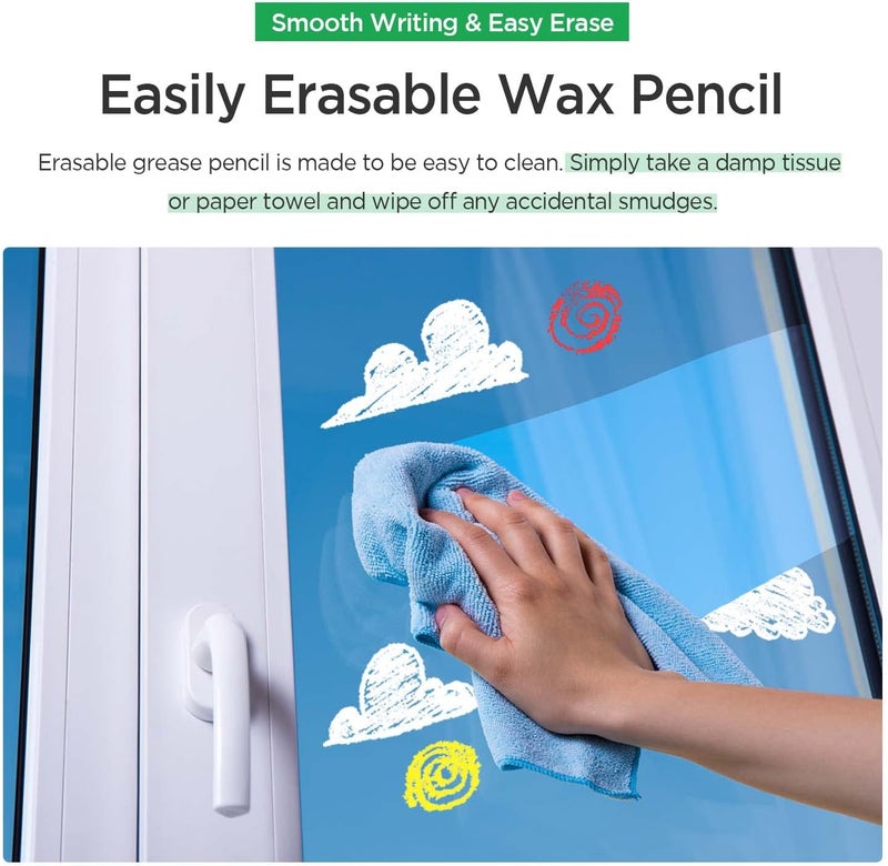 Monami Peel Off China Markers, Assorted Color, Grease Pencil, Pack of 12, Fade & Moisture Resistant Wax Markers, Easy to Erase, for Glass, Metal, Porcelain & Other - Image 3