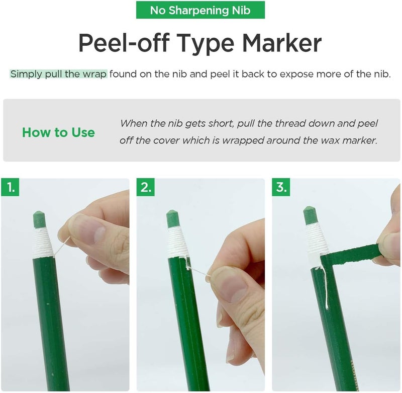 Monami Peel Off China Markers, Assorted Color, Grease Pencil, Pack of 12, Fade & Moisture Resistant Wax Markers, Easy to Erase, for Glass, Metal, Porcelain & Other - Image 5