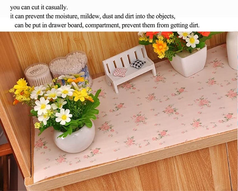 NYALKARAN Anti-Slip Fridge Mat Waterproof Shelf Liner Kitchen Cabinet Drawer Multipurpose Non-Slip Table Mat Moisture-Proof Wardrobe Liner Washable Durable Sheet (Floral Design, 30W x 500L cm (5L m)) - Image 3