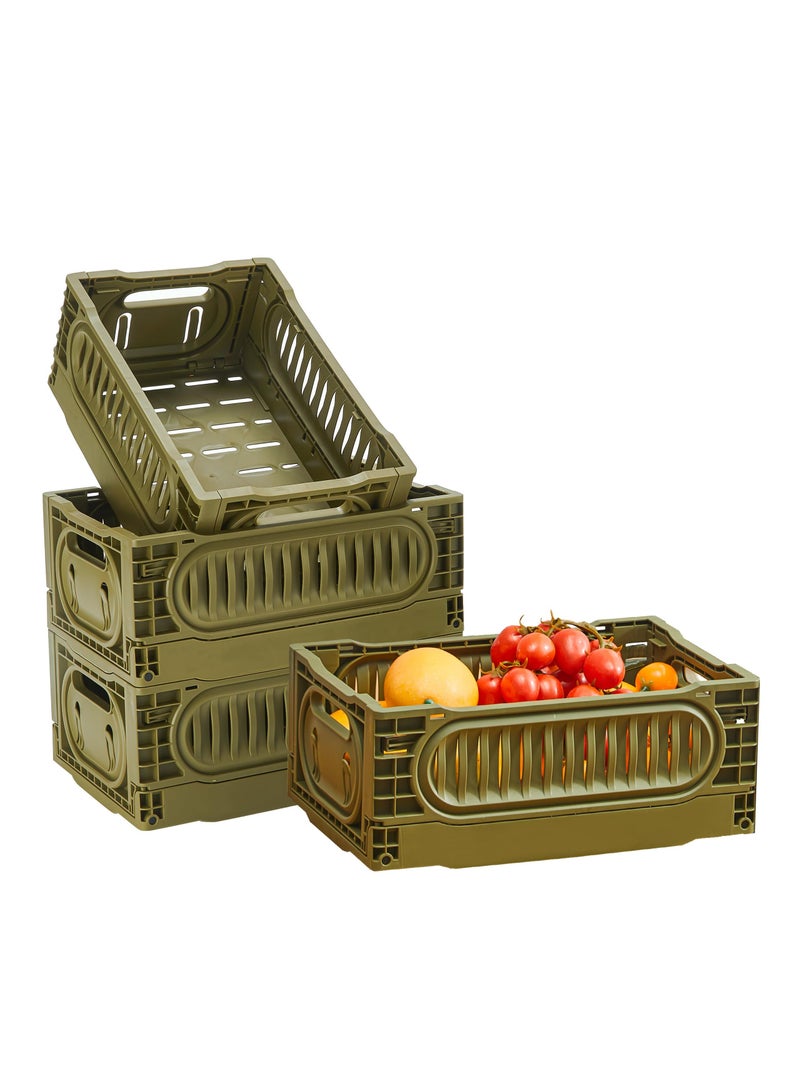 KASTWAVE "2 Pack 7.2L Plastic Storage Crates Stackable Storage Containers Foldable Milk Crate Storage Bins Collapsible Crate for Storage Plastic Storage Basket Organizer for Organizing, 11.8*8.16*4.7 inch " - Image 1