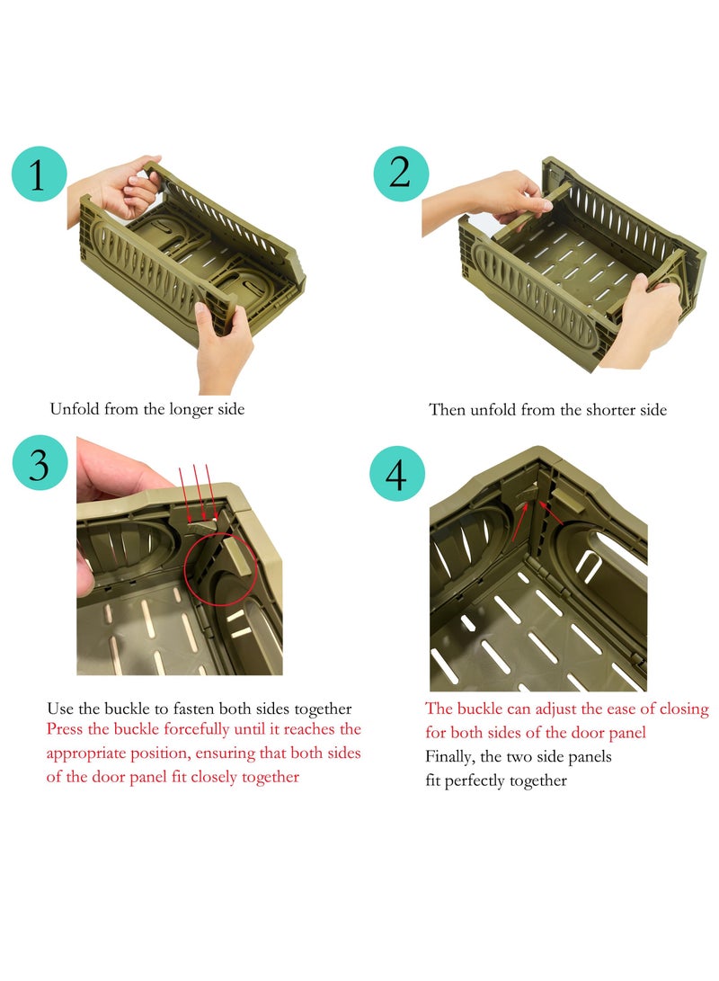 KASTWAVE "2 Pack 7.2L Plastic Storage Crates Stackable Storage Containers Foldable Milk Crate Storage Bins Collapsible Crate for Storage Plastic Storage Basket Organizer for Organizing, 11.8*8.16*4.7 inch " - Image 3