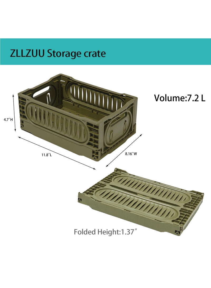 KASTWAVE "2 Pack 7.2L Plastic Storage Crates Stackable Storage Containers Foldable Milk Crate Storage Bins Collapsible Crate for Storage Plastic Storage Basket Organizer for Organizing, 11.8*8.16*4.7 inch " - Image 2