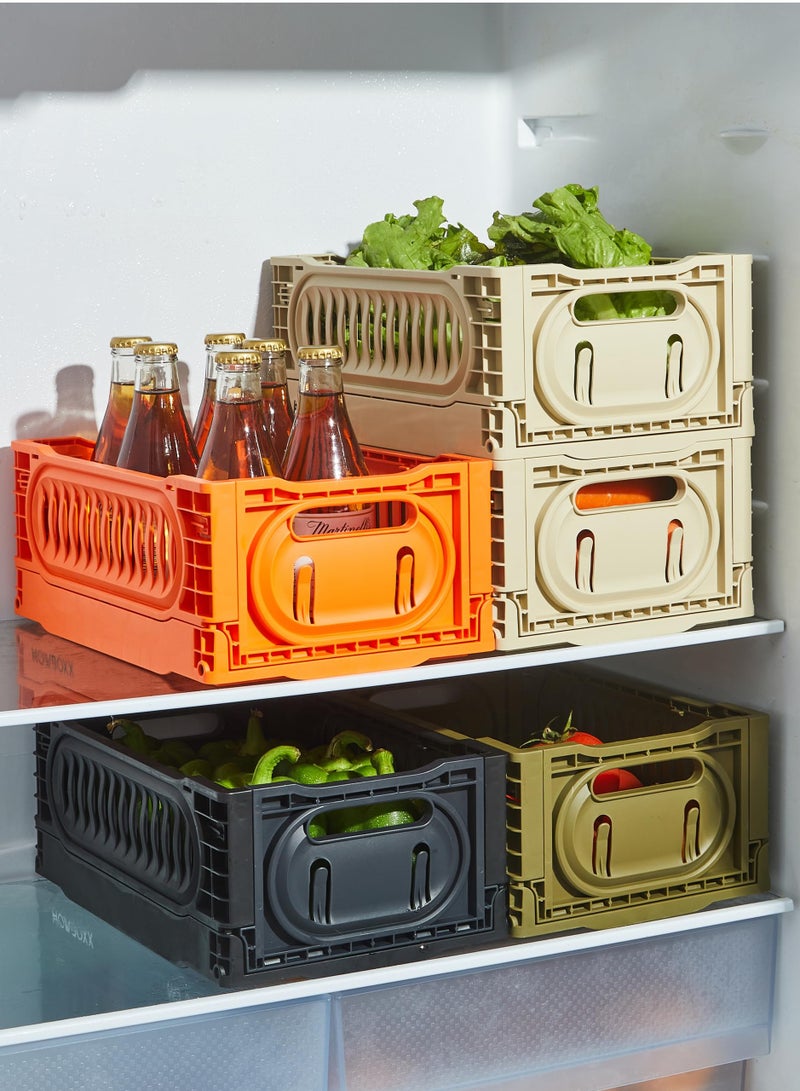 KASTWAVE "2 Pack 7.2L Plastic Storage Crates Stackable Storage Containers Foldable Milk Crate Storage Bins Collapsible Crate for Storage Plastic Storage Basket Organizer for Organizing, 11.8*8.16*4.7 inch " - Image 5