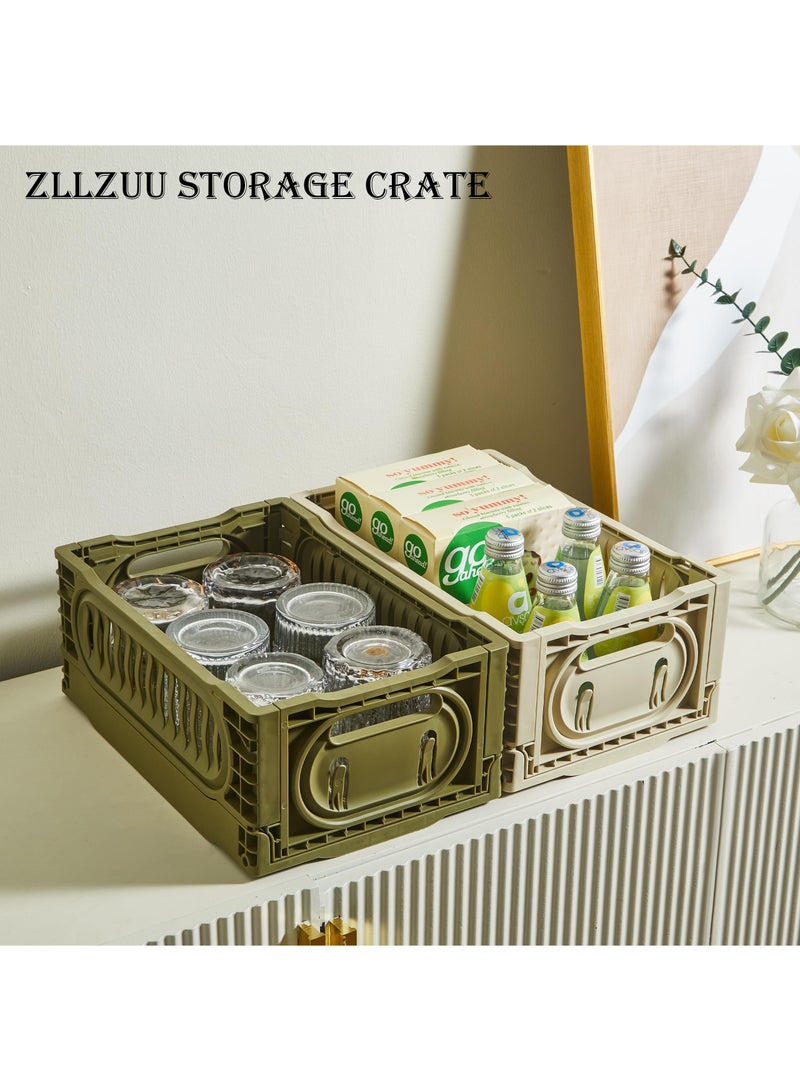 KASTWAVE "2 Pack 7.2L Plastic Storage Crates Stackable Storage Containers Foldable Milk Crate Storage Bins Collapsible Crate for Storage Plastic Storage Basket Organizer for Organizing, 11.8*8.16*4.7 inch " - Image 4