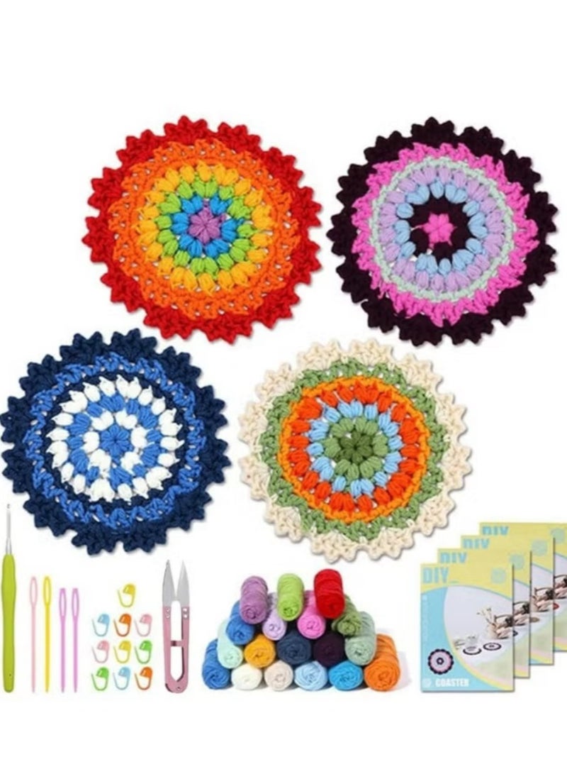 مجموعة الكروشيه للمبتدئين - مجموعات بدء تشغيل الكروشيه مع دروس فيديو خطوة بخطوة ، مجموعة الكروشيه للمبتدئين للأطفال محبي الكروشيه (كوستر) - Image 1